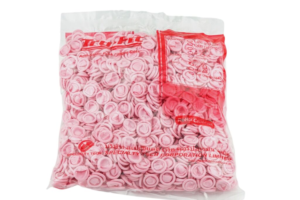 Anti-static pink smooth roll rimless finger cots
